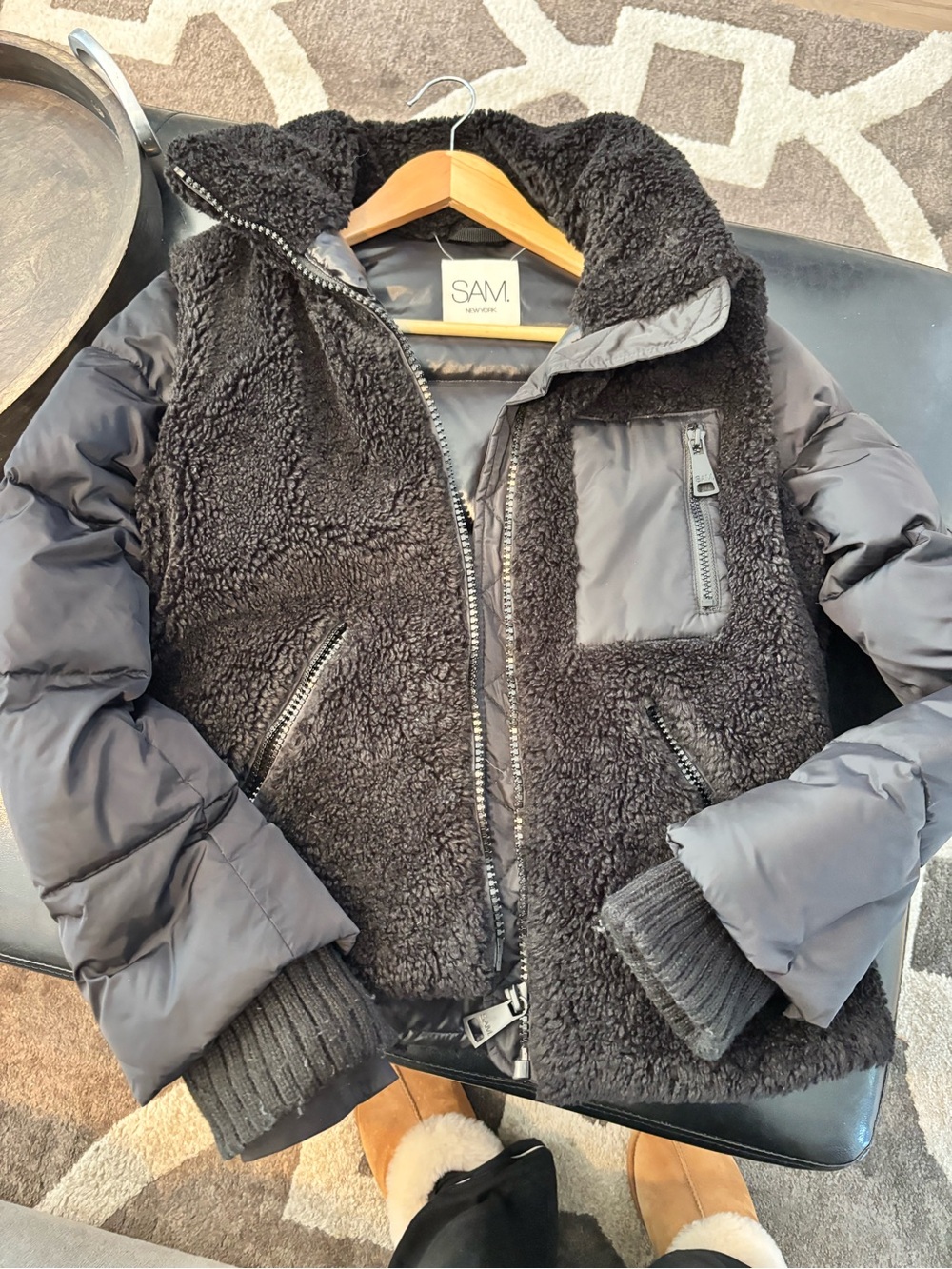 SAM. Black Sherpa Puffer Jacket